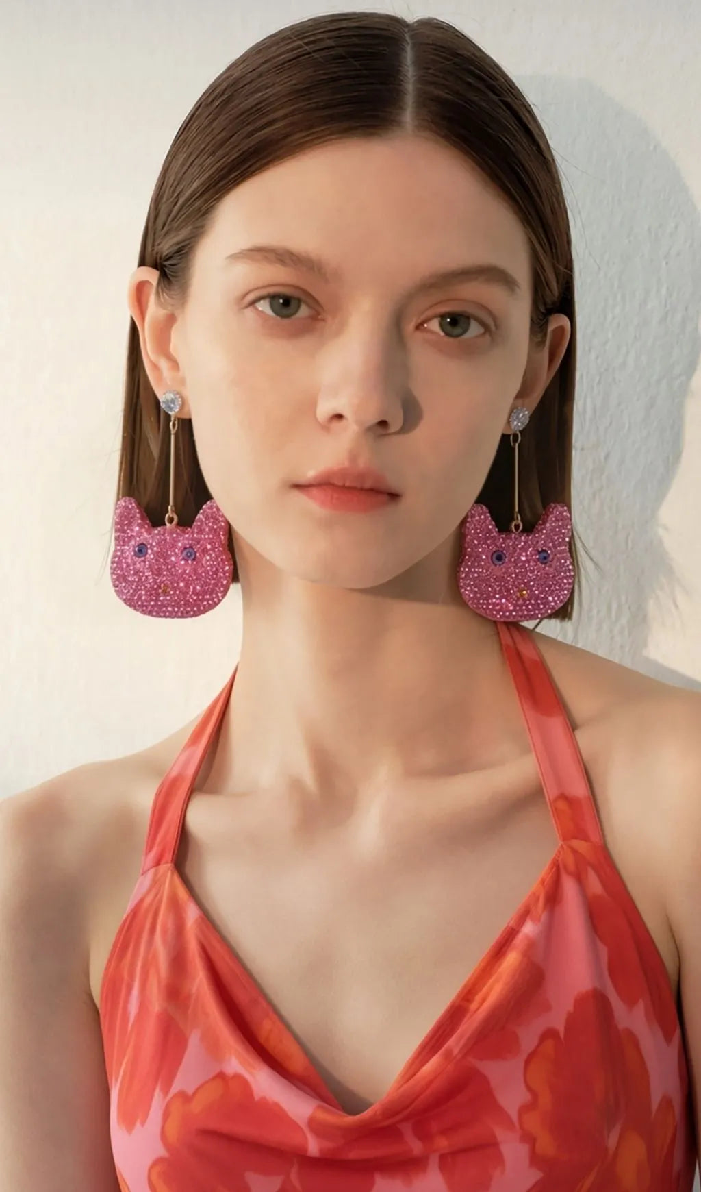 Leilah Pink Cat Earrings Flowering Girl
