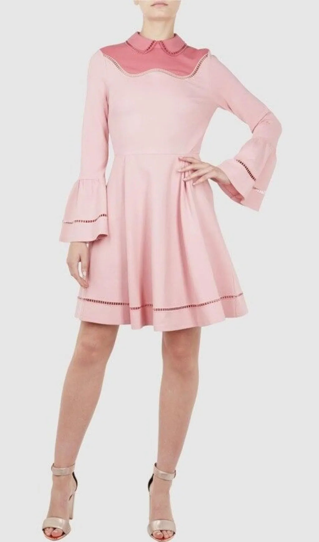 Skater Mini Dress In Pink Flowering Girl