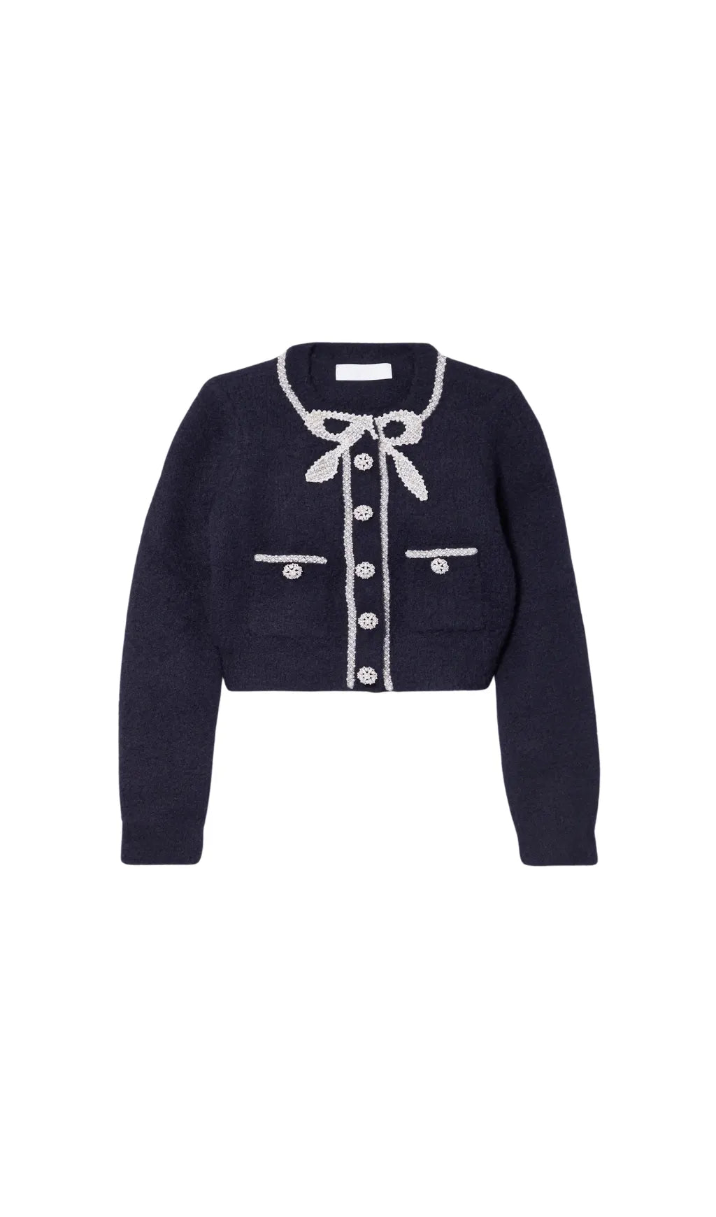 Navy Soft Knit Bow Cardigan Flowering Girl