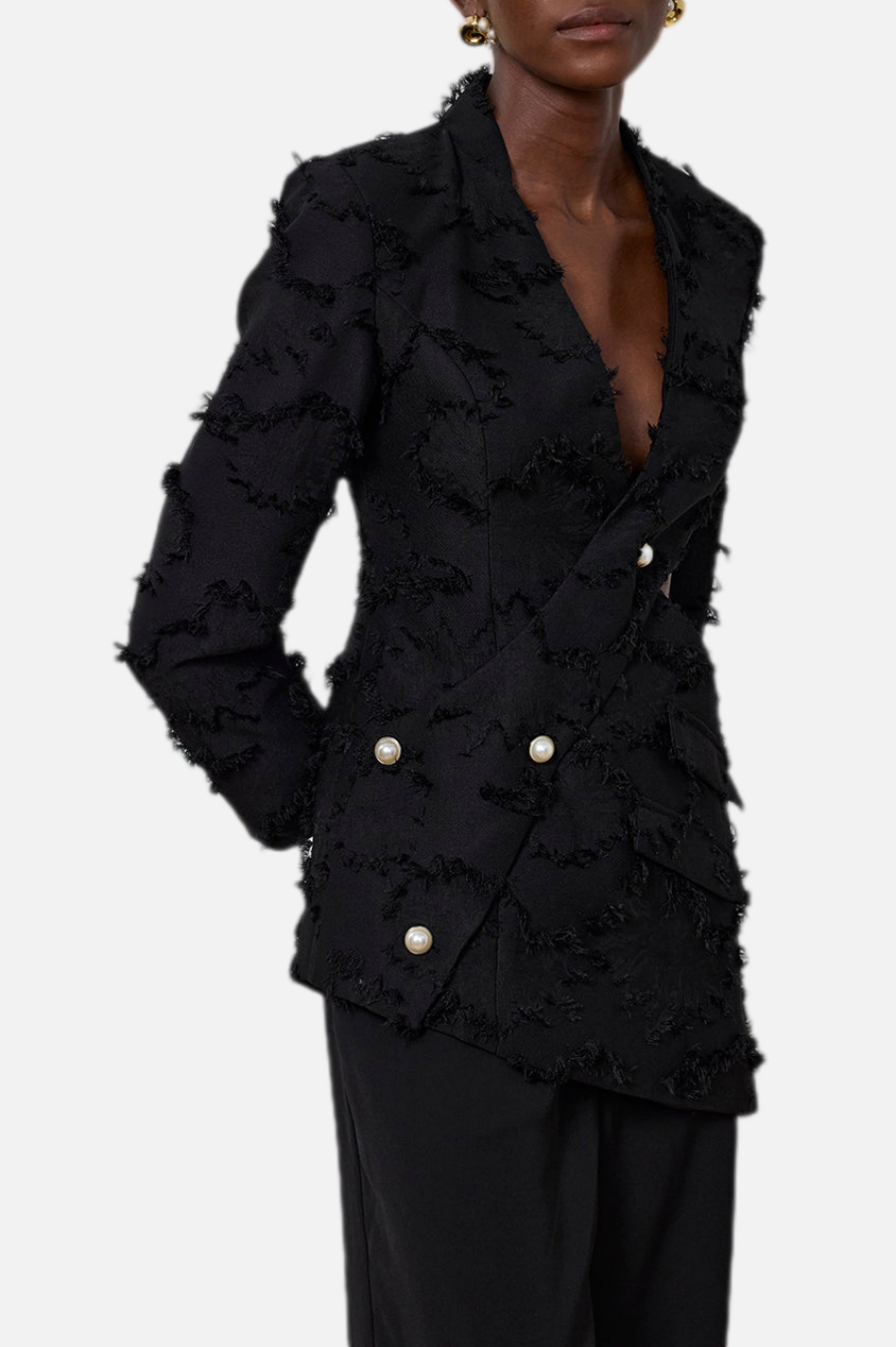 Jovie Fringe Cutout Asymmetric Blazer Flowering Girl