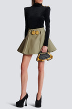 Short Pleated Skirt In Grain De Poudre Flowering Girl