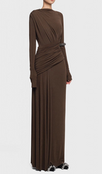 Haruka Long Sleeve Ruched Maxi Dress Flowering Girl