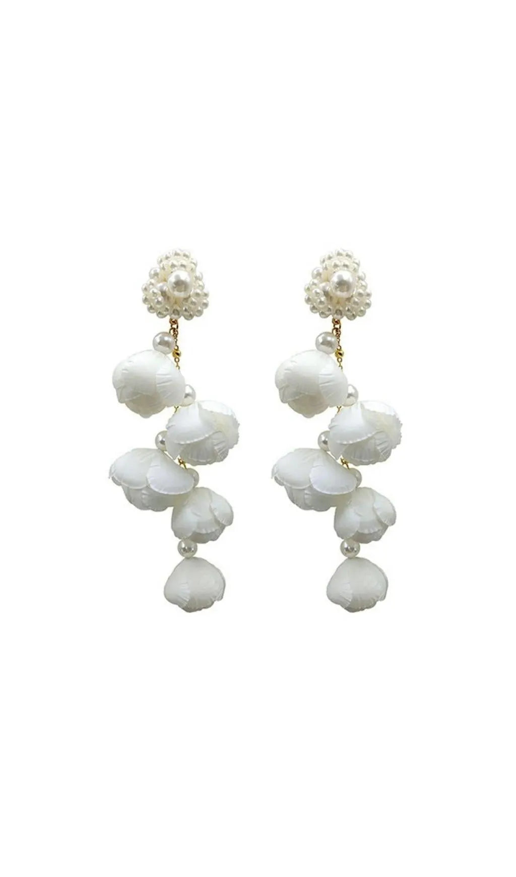 Alejandra White Pearl Flower Earrings Flowering Girl