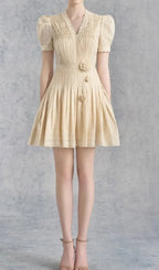 Cemile Flower Pleated Mini Dress Flowering Girl