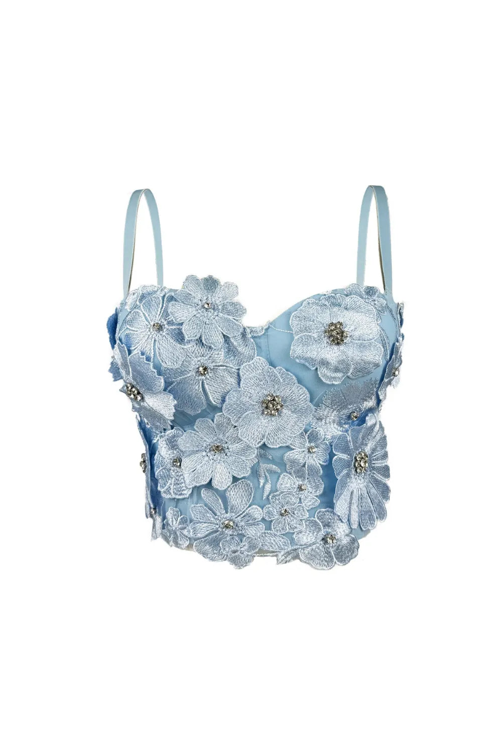 3D Flower Diamond Corset In Blue Flowering Girl