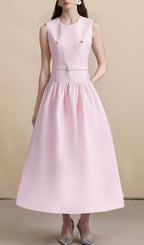 Jonatha Pink Midi Dress Flowering Girl