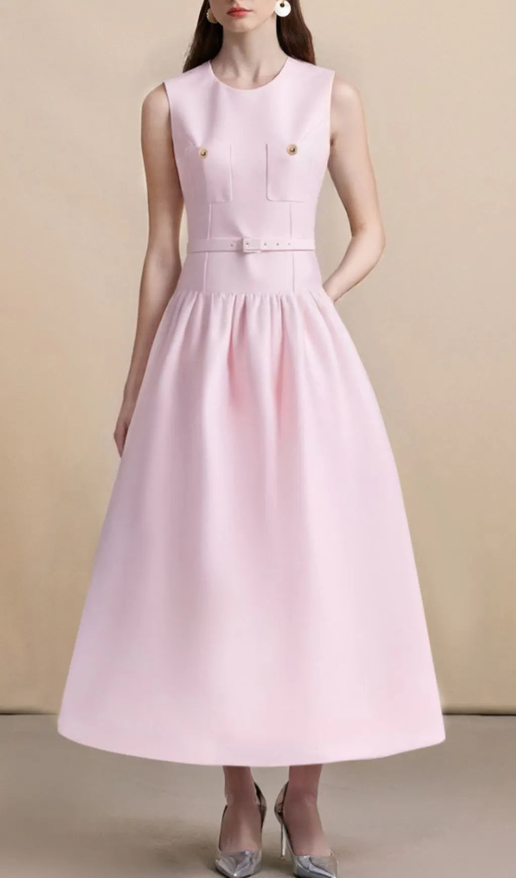 Jonatha Pink Midi Dress Flowering Girl