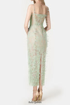 MINT BEADED LACE PENCIL MIDI DRESS Flowering Girl
