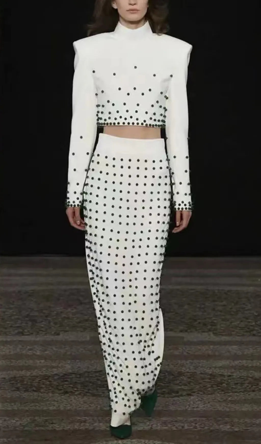 Blane White Bead Two-Piece Set Flowering Girl