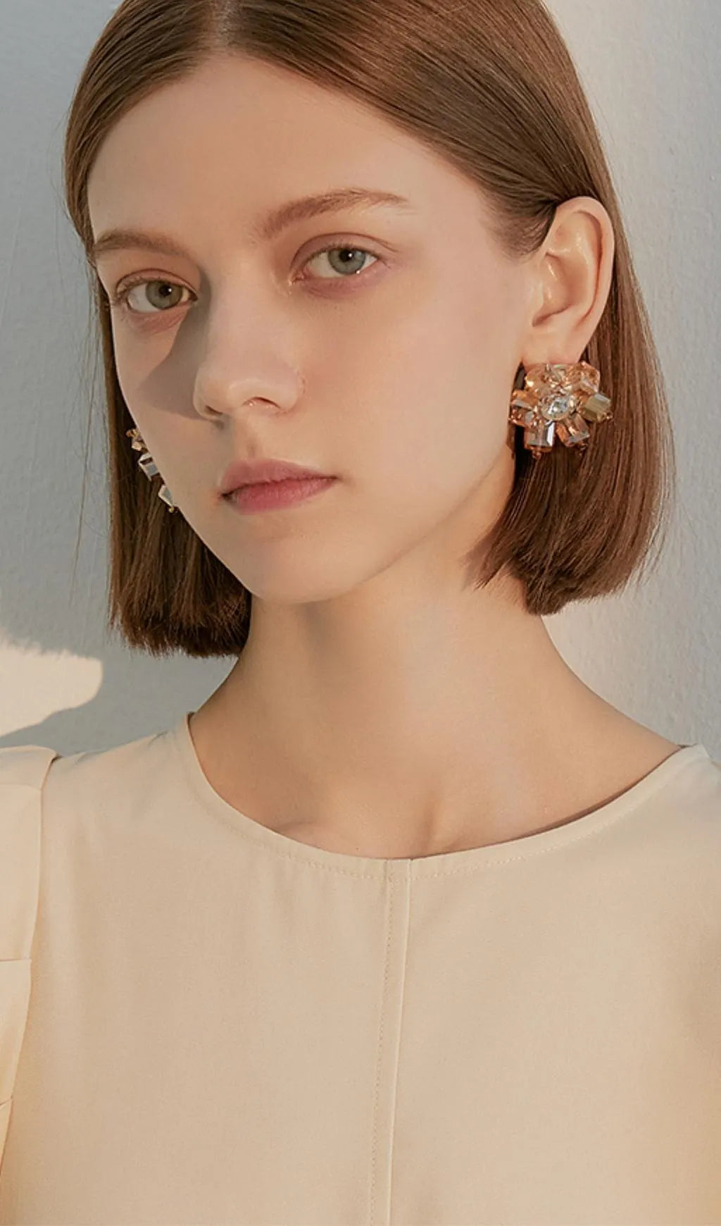Audrina Gold Crystal 3D Flower Earrings Flowering Girl