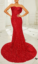 Briella Red Heart Shape Sequin Gown Flowering Girl