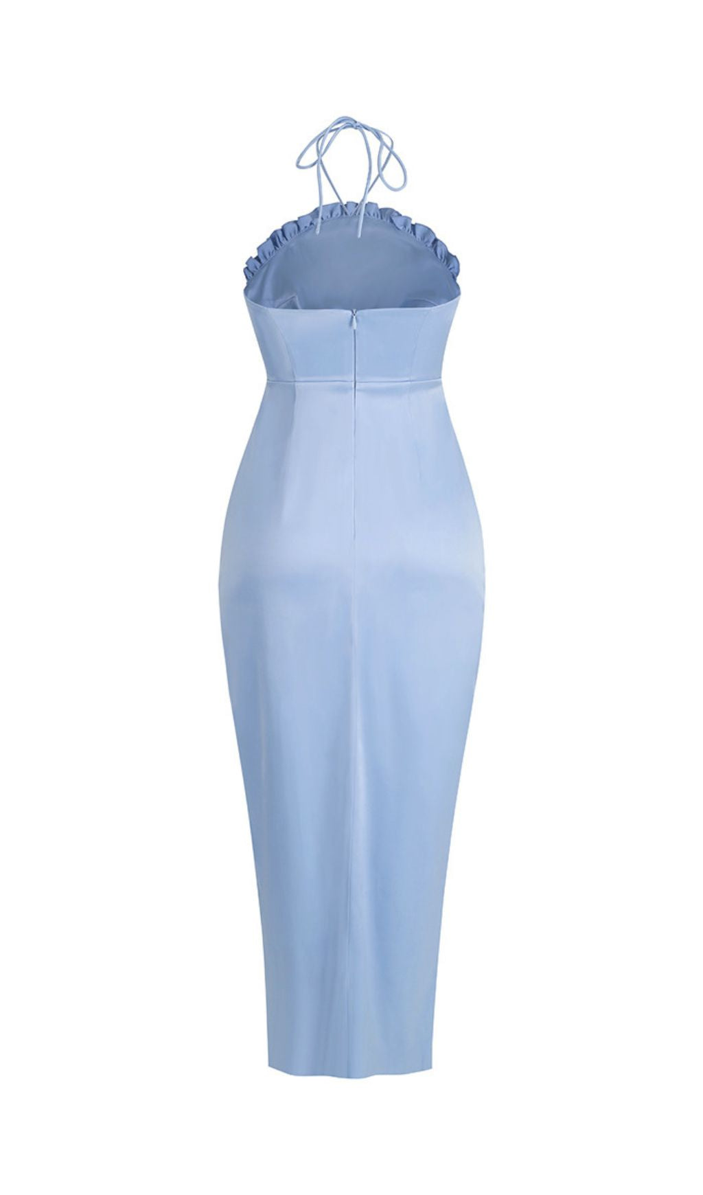Floral Embellished Slit Midi Dress In Blue Flowering Girl
