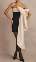 Black & Ivory Bow Mini Dress Flowering Girl