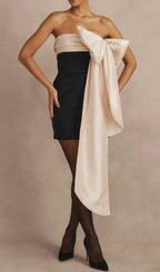 Black & Ivory Bow Mini Dress Flowering Girl