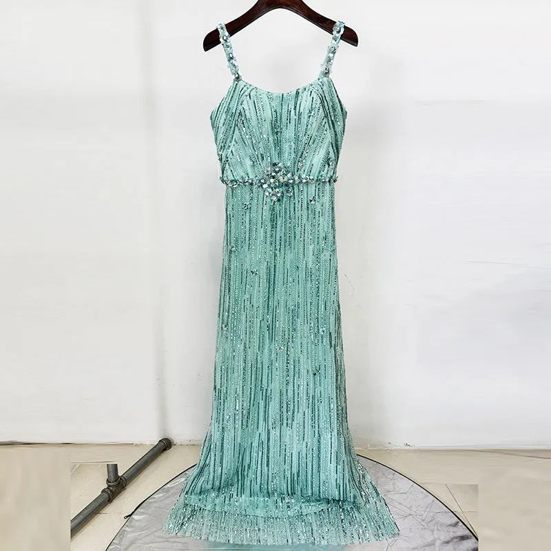 Nail Bead Sequin Mesh Dress Flowering Girl