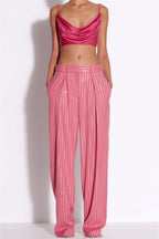 Ally Crystal Pinstripe Blazer Set in Pink Flowering Girl