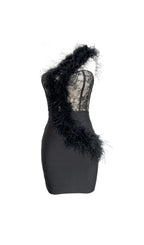 Ailani One Shoulder Feather Bandage Dress Flowering Girl