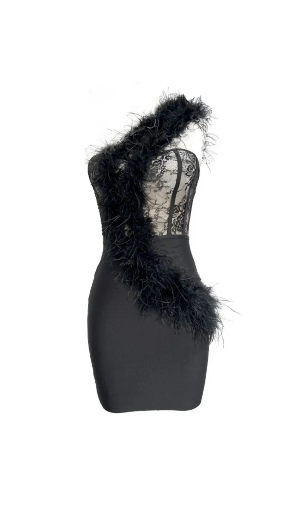 Ailani One Shoulder Feather Bandage Dress Flowering Girl