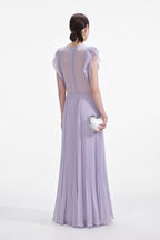 Lilac Chiffon Ruffle Maxi Dress Flowering Girl