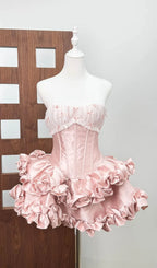 Irca Pink Strapless Corset Mini Dress Flowering Girl