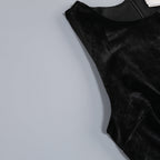 Victoria Bow Cascade Velvet Maxi Dress In Black Flowering Girl