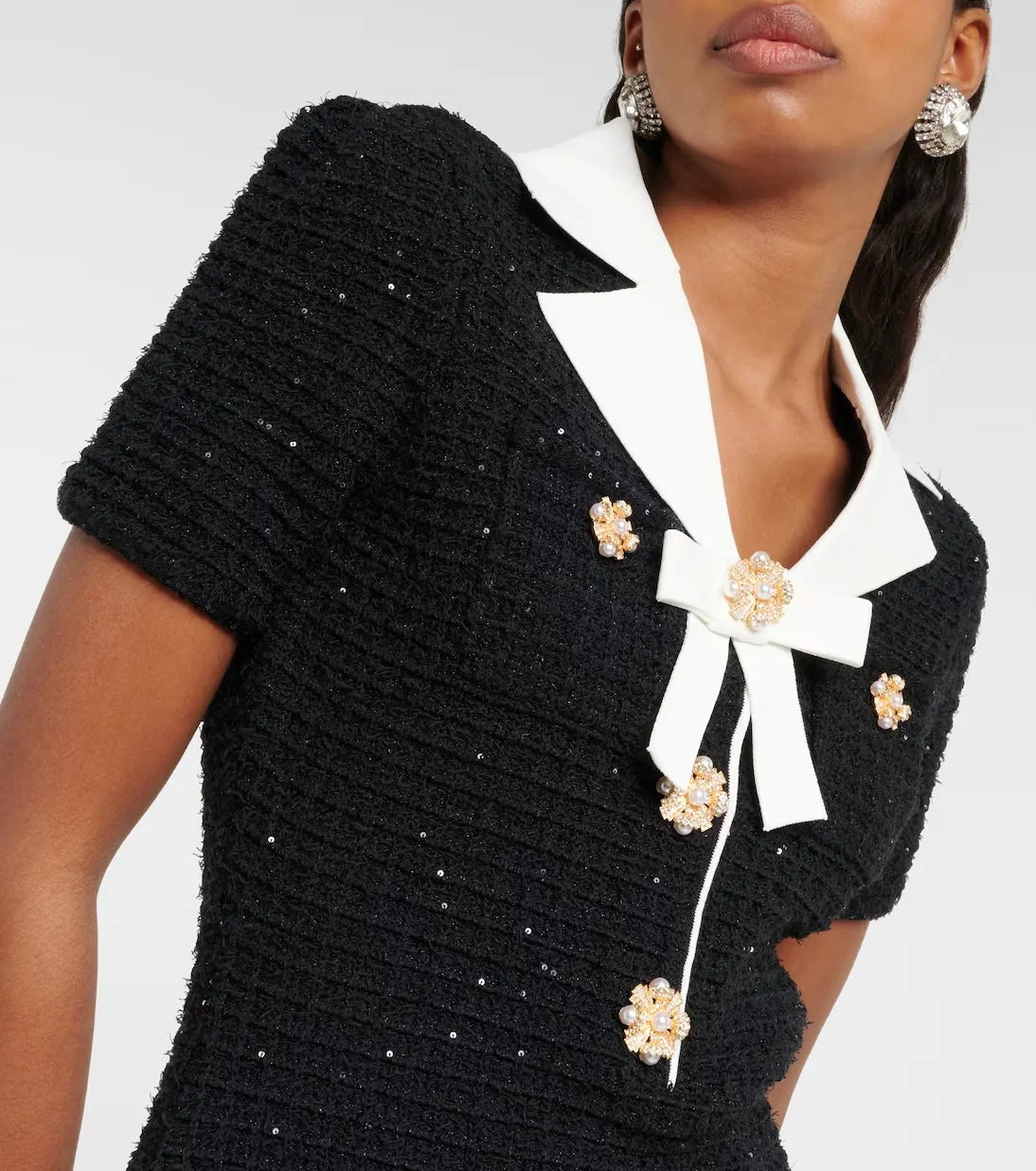 Ambre Black Knit Bow Mini Dress Flowering Girl