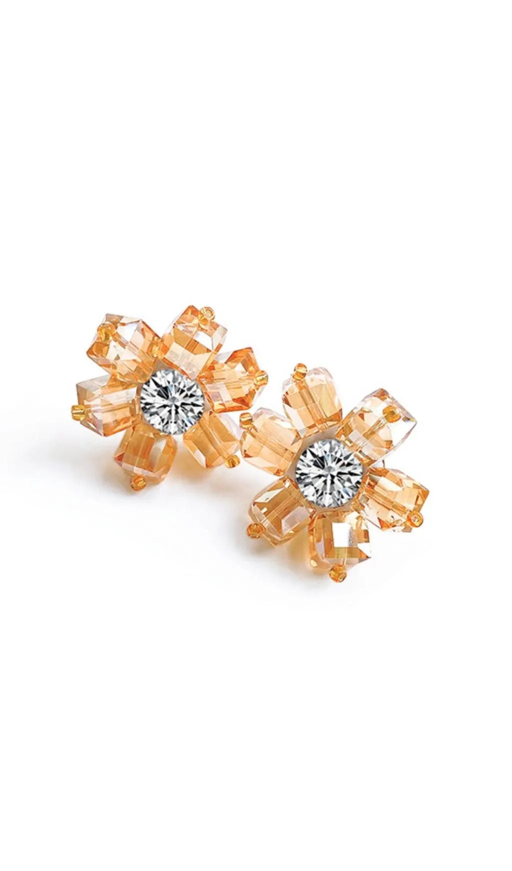 Audrina Gold Crystal 3D Flower Earrings Flowering Girl