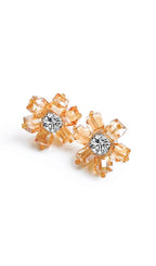 Audrina Gold Crystal 3D Flower Earrings Flowering Girl