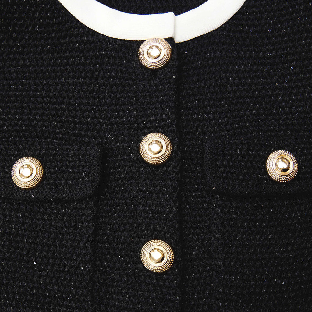 Black Knit Contrast Collar Mini Dress Flowering Girl