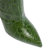 Snake-Print High-Heeled Pointed-Toe Straight-Leg Boots Flowering Girl