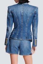 Brittia Button Denim Jacket Flowering Girl
