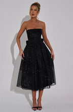 Marissa Midi Dress - Black Sparkle Flowering Girl