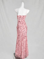 Floral Sequin Structured Bustier Maxi Dress Pink Flowering Girl