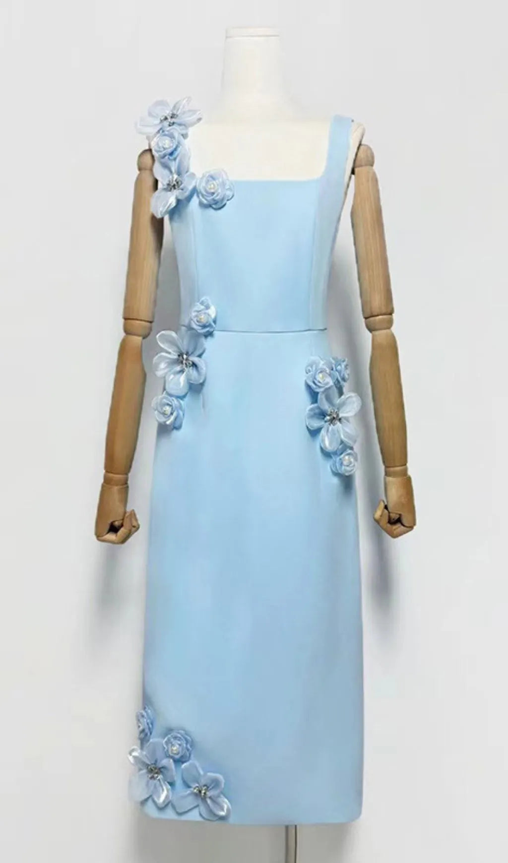 Harper Blue Flower Embellished Midi Dress Flowering Girl