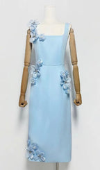 Harper Blue Flower Embellished Midi Dress Flowering Girl