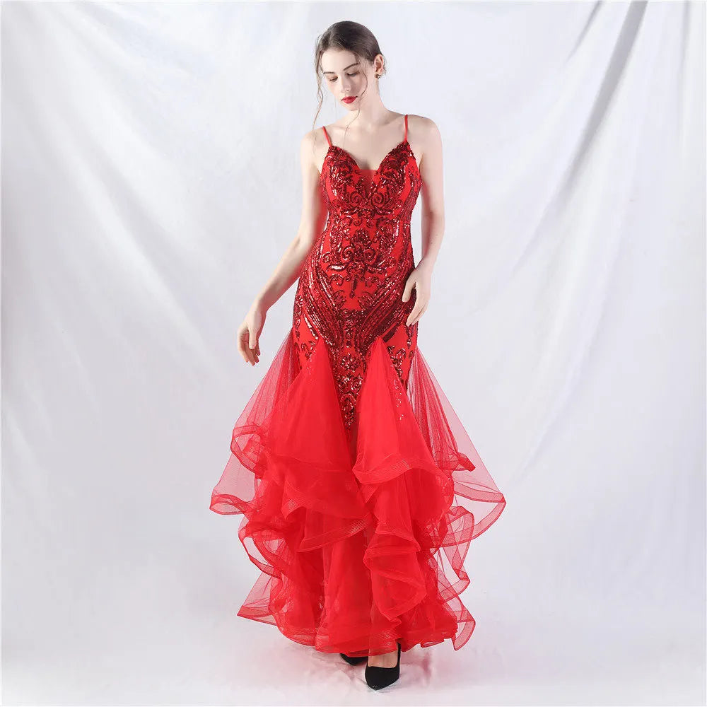 Sequin Slip Tulle Maxi Dress Flowering Girl