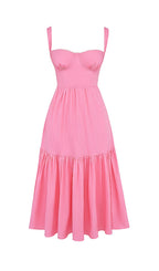 French Pink Midi Sundress Flowering Girl