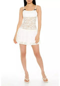 Sheer Lace Bow Mini Dress in white Flowering Girl