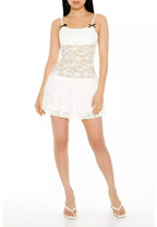 Sheer Lace Bow Mini Dress in white Flowering Girl