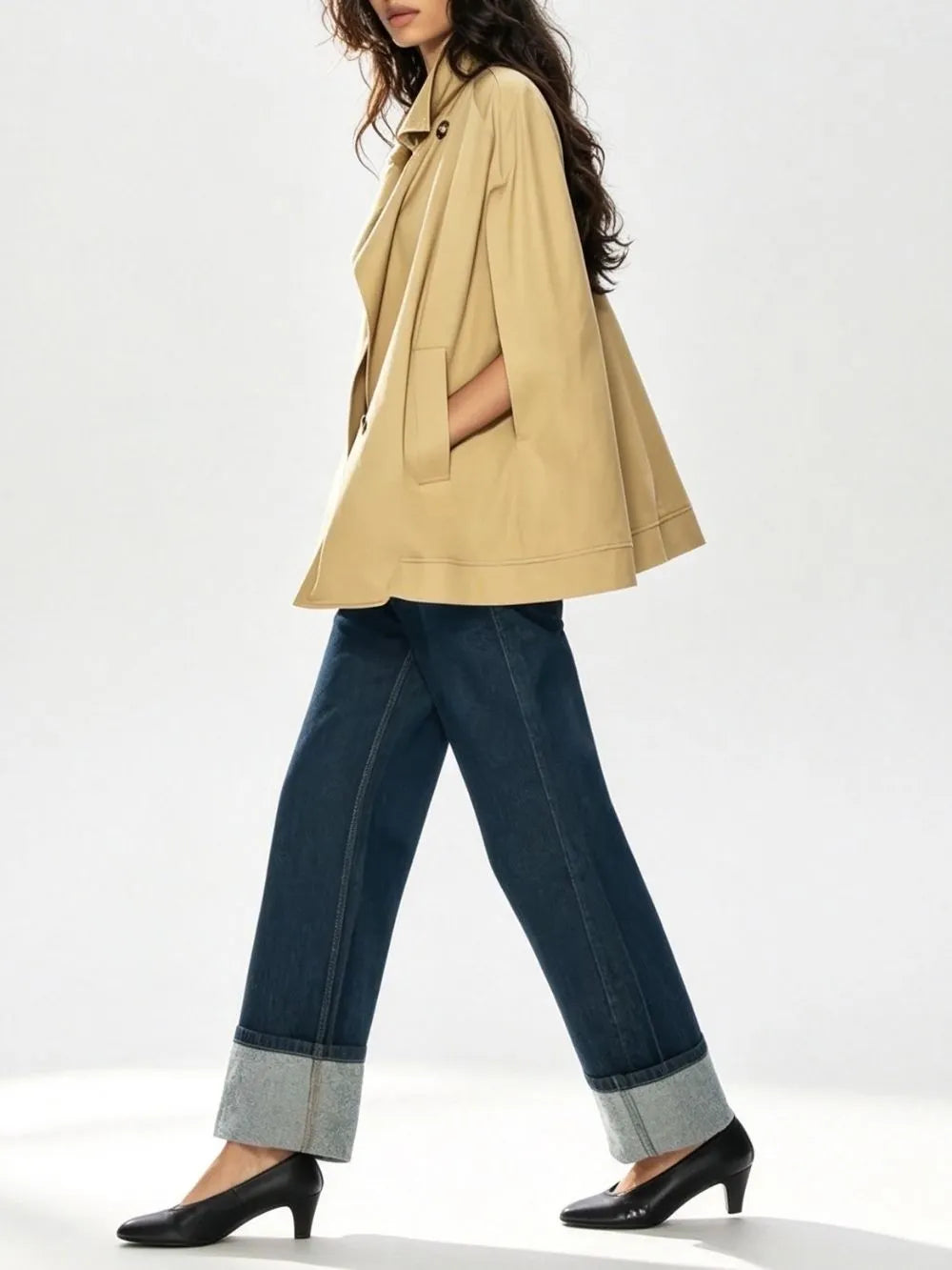 Mayu Khaki Coat Flowering Girl