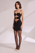 Black Backless Mini Dress with Adjustable Straps Flowering Girl