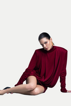 Alestair Backless Ruched Mini Dress - Red Flowering Girl