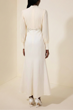 Carlin Balloon Sleeve Ruched Tie Up Midi Dress - Apricot Flowering Girl