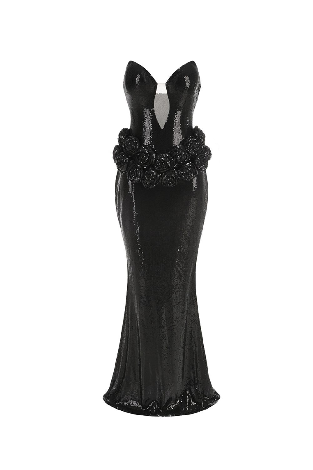 Vivien Off-Shoulder Sequin Prom Maxi Dress In Black Flowering Girl