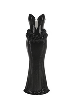 Vivien Off-Shoulder Sequin Prom Maxi Dress In Black Flowering Girl