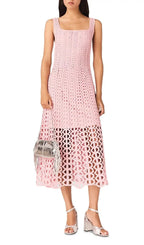 Russelking Rhinestone Crochet Midi Dress Flowering Girl