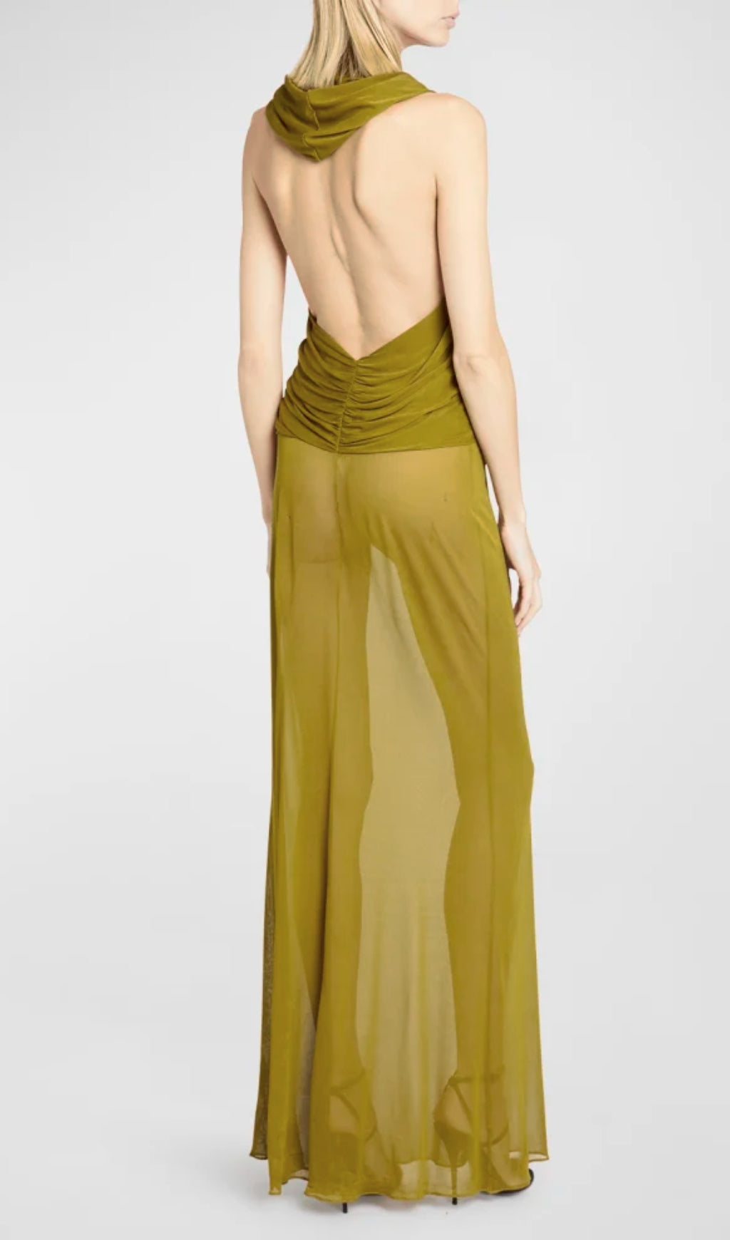 Ginger Sheer Evening Gown With Draped Hood