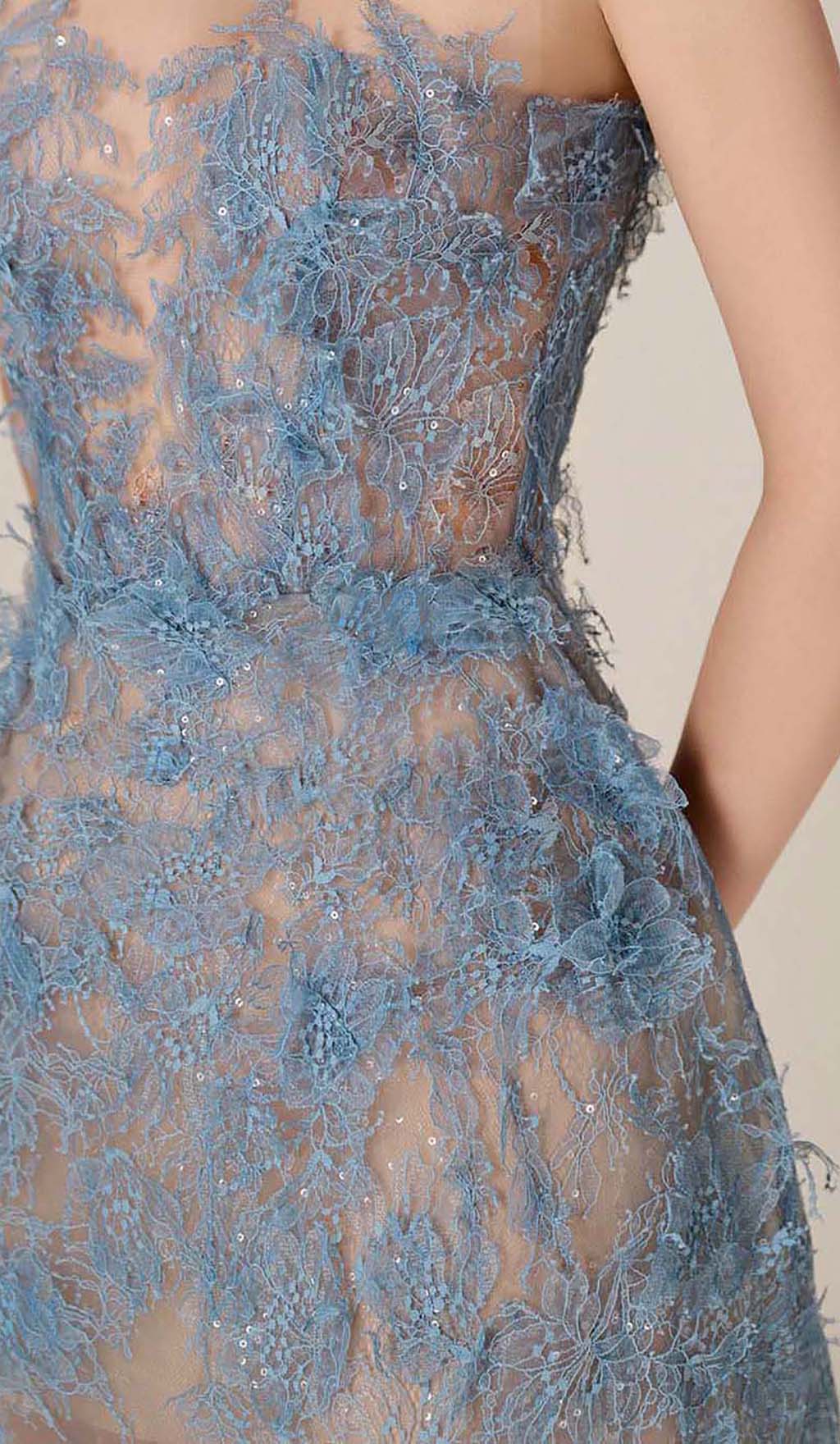 Allyson Blue Floral Lace Embroider Midi Dress Flowering Girl