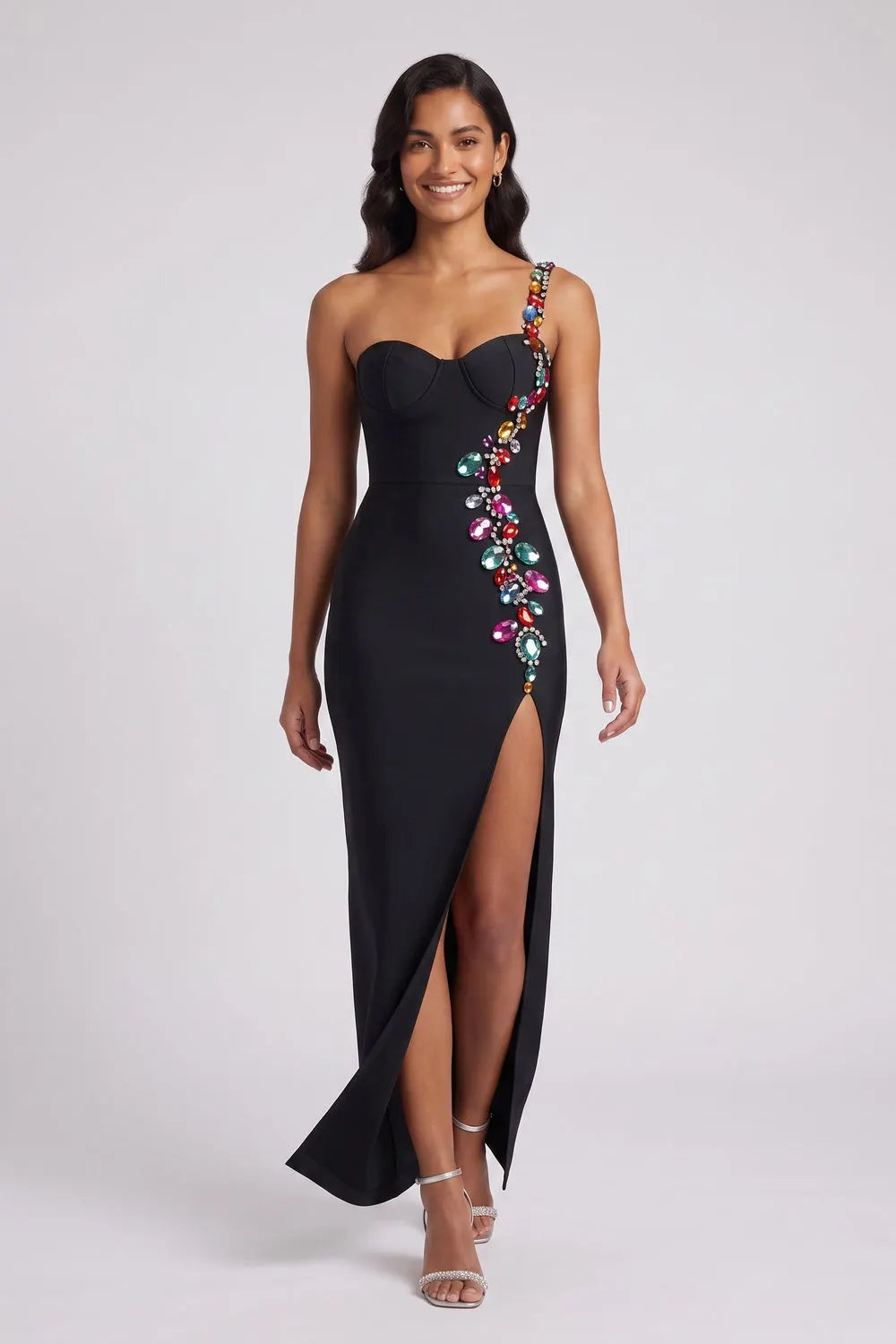 Black Heavy Stretch Bandage Column Gown Flowering Girl