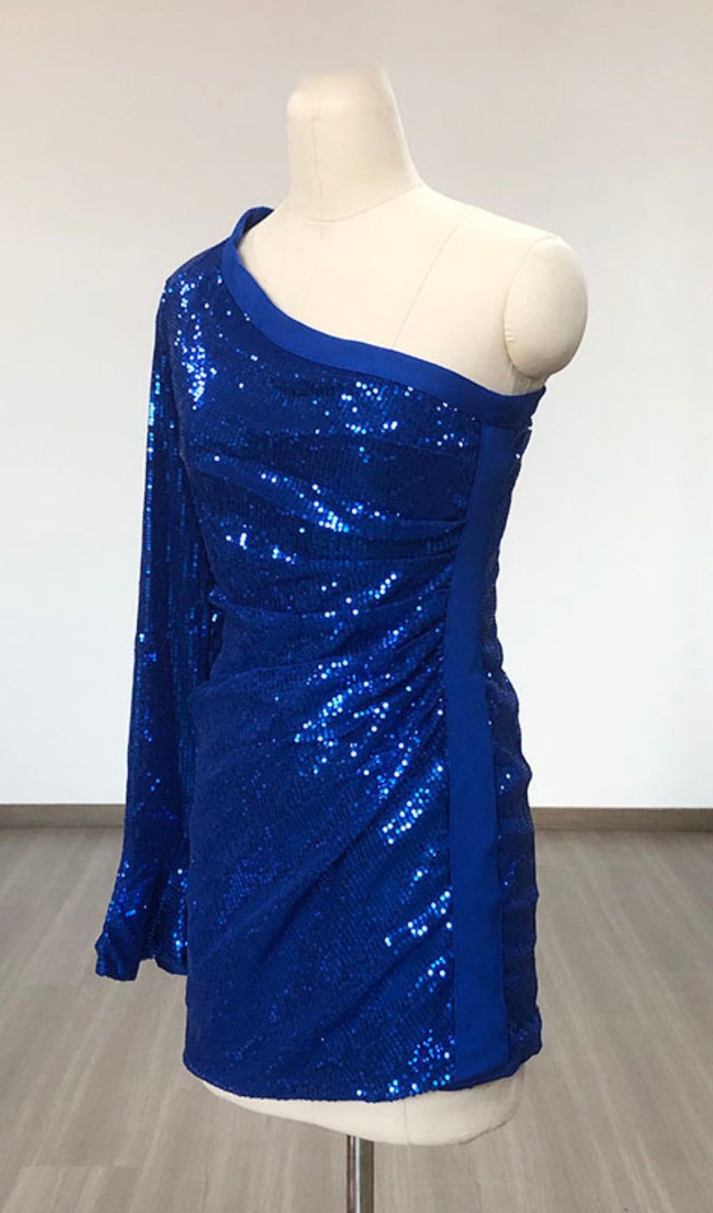 Blue Sequin One Shoulder Bodycon Dress Flowering Girl